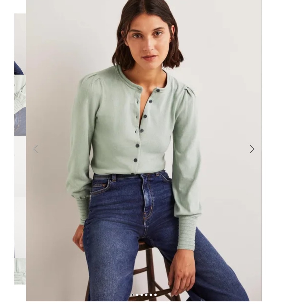 Boden Pointelle Detail Cardigan Size 8 Jadeite Green